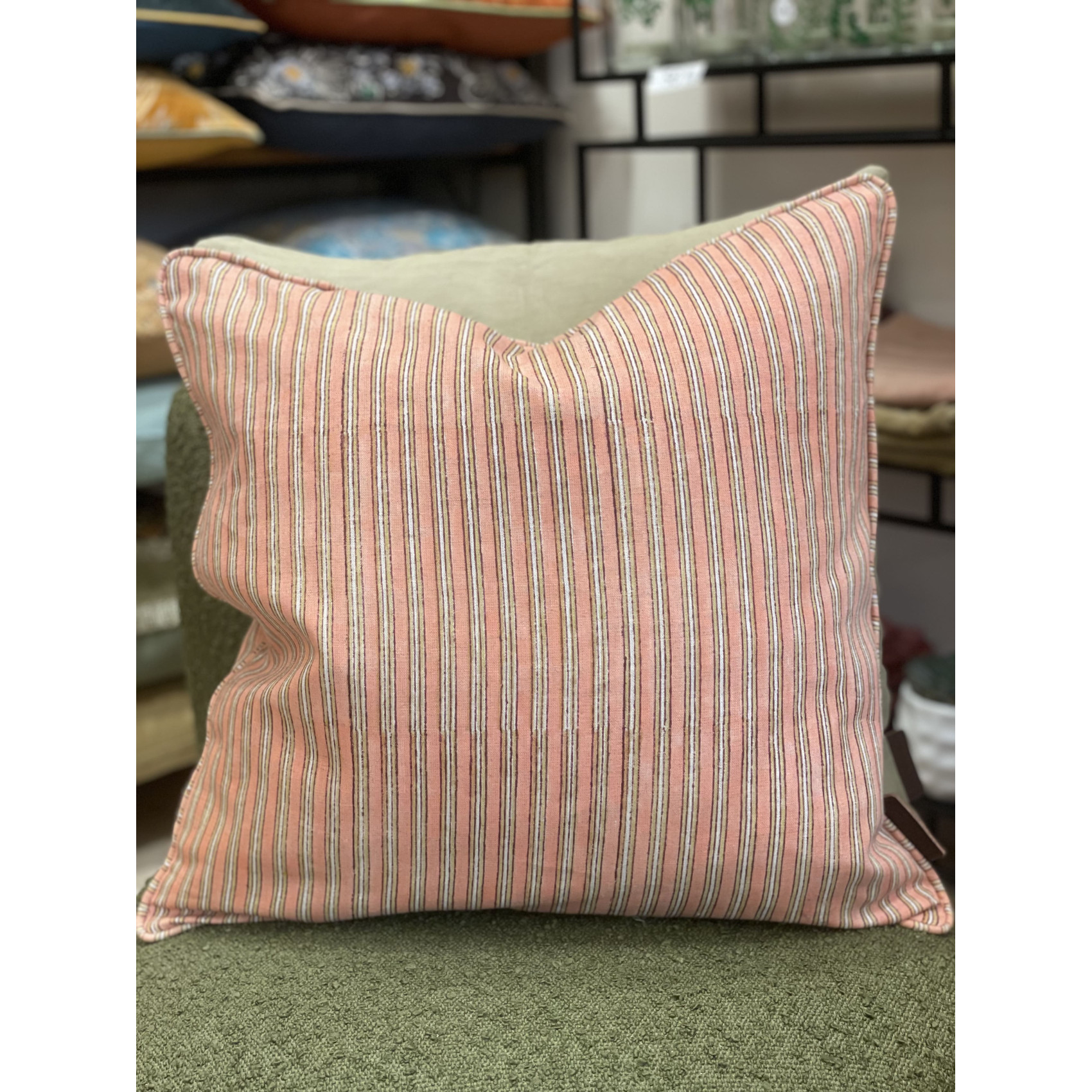 Coussin en lin rayé rustique 50x50-HOMEDÉCO by Béa