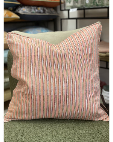 Housse de coussin en lin de luxe à rayures