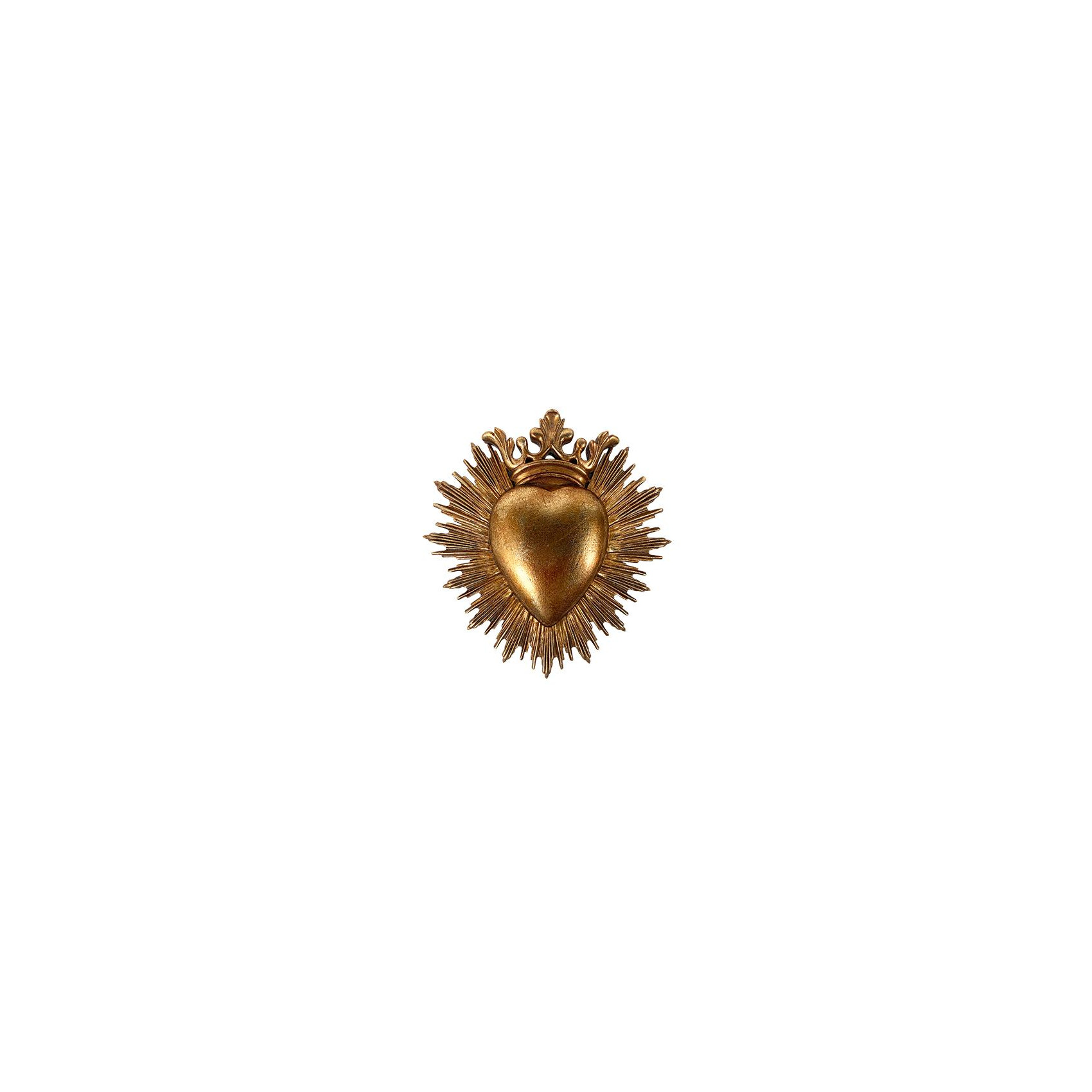 Décoration murale Ex-Voto coeur avec couronne rayonnante- style baroque