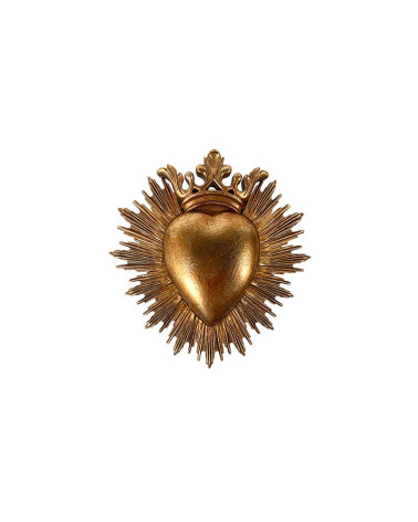 Décoration murale Ex-Voto coeur avec couronne rayonnante- style baroque