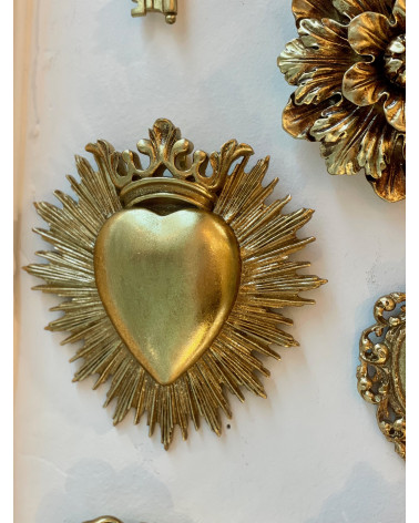 Ex-Voto coeur doré avec couronne