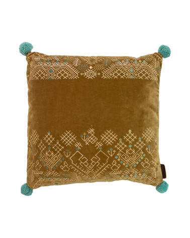Housse de coussin brodée - Pompon 50x50