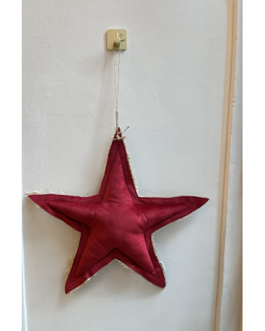 Étoile à suspendre en velours rouge - L44xH31cm