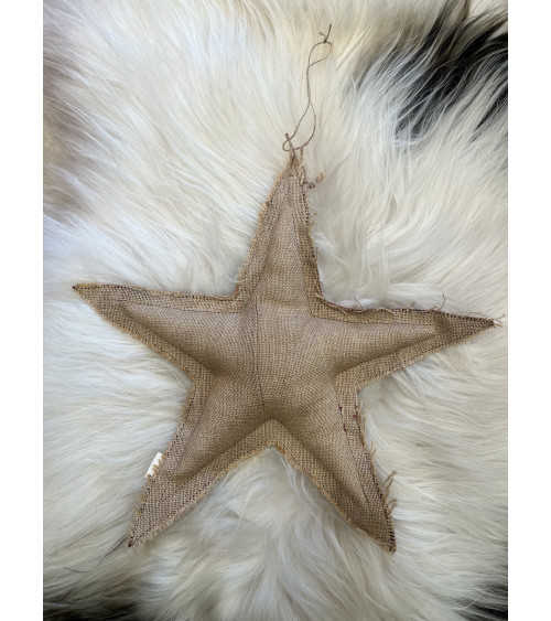 Étoile décorative de Noël en toile de jute naturelle, accessoire rustique et bohème pour décoration intérieure