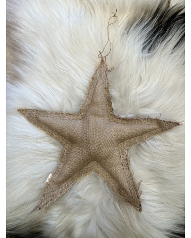 Étoile décorative de Noël en toile de jute naturelle, accessoire rustique et bohème pour décoration intérieure