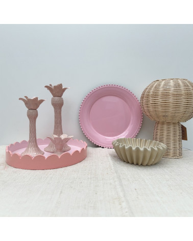 Plateau rond ondulé rose