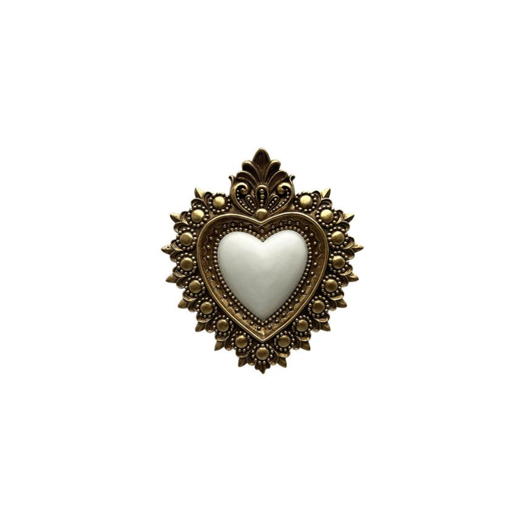 Coeur ex-voto doré et blanc- Décoration sacré