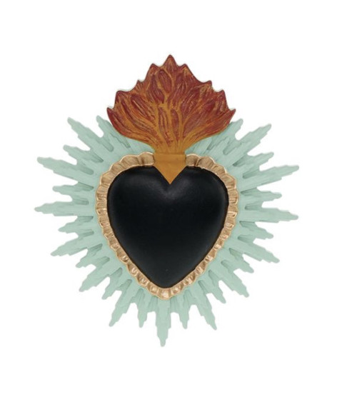 Ex-Voto cœur sacré noir et...