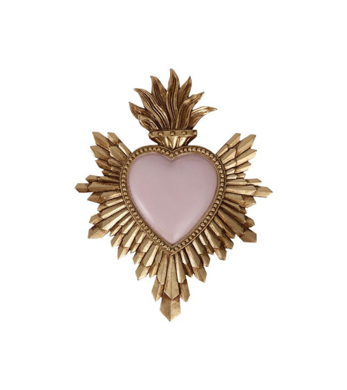 Décoration murale ex-voto coeur rose flamme doré- HOMEDÉCO by Béa