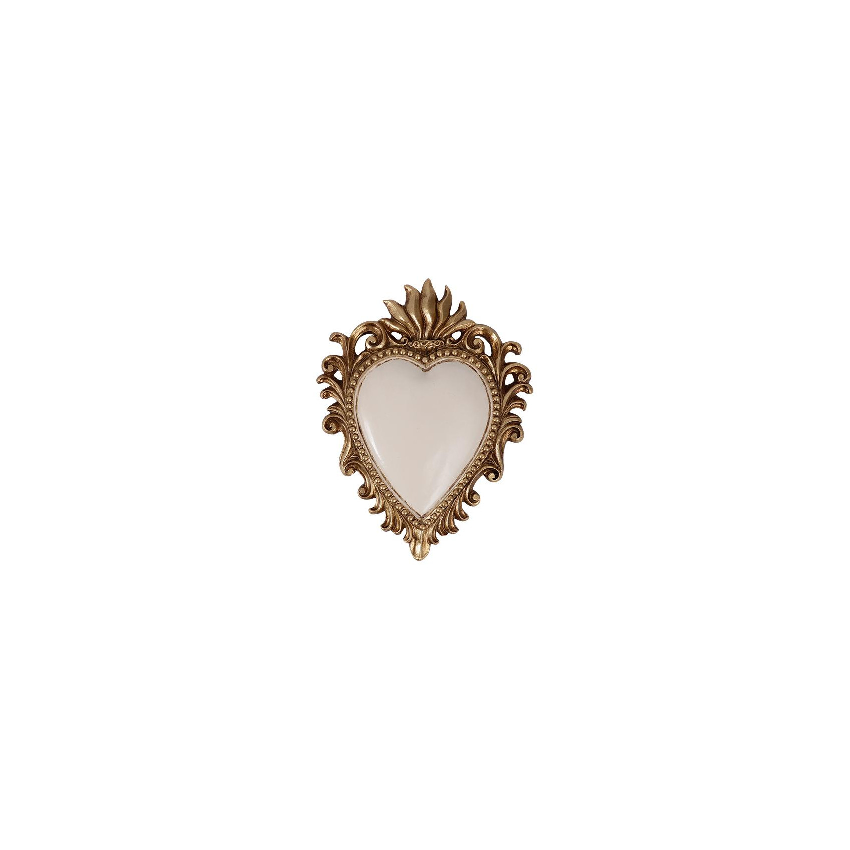 Ex-Voto en forme de coeur blanc et doré- Décoration murale
