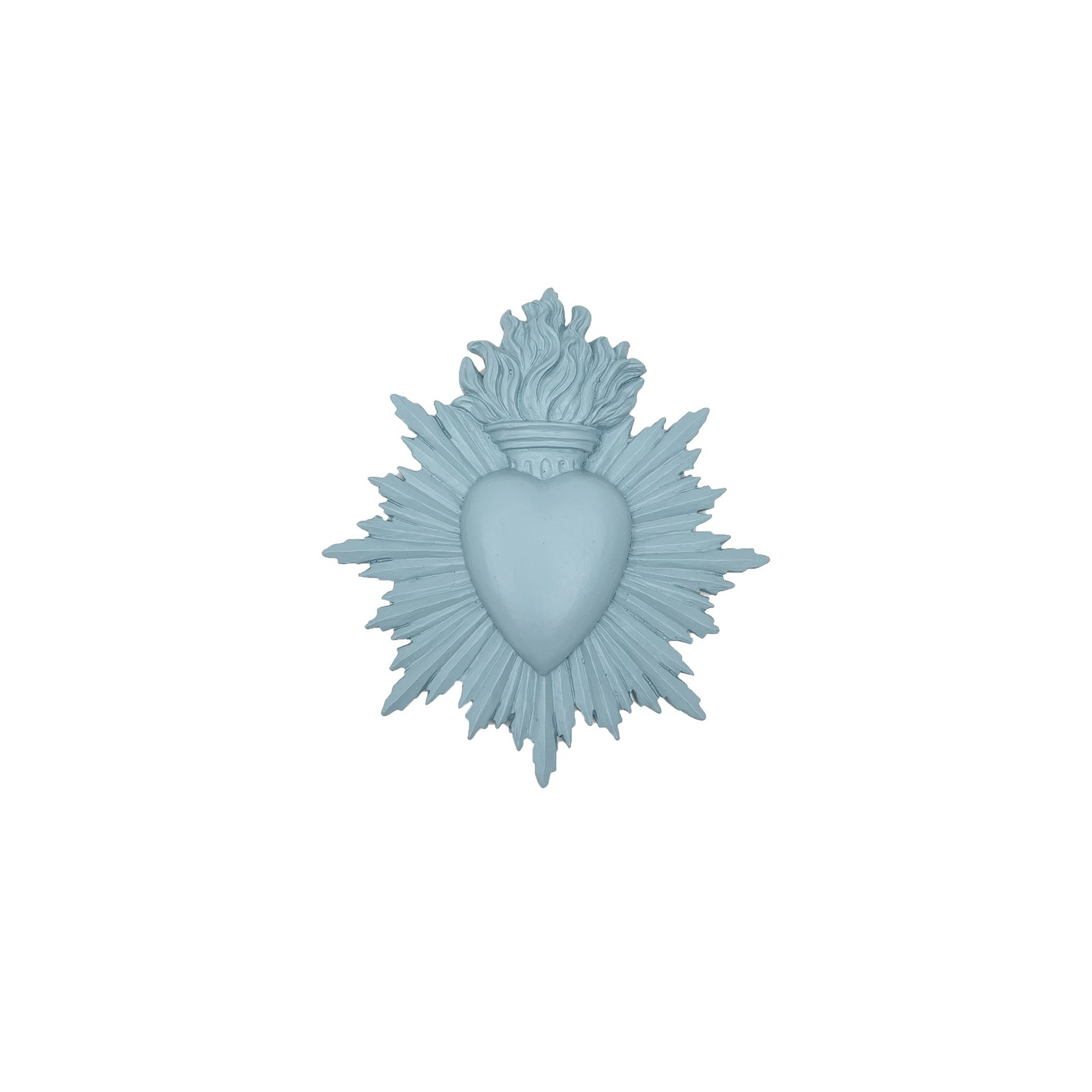 Grand ex-voto sacré en résine bleu ciel pastel .