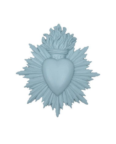 Grand ex-voto sacré en résine bleu ciel pastel .