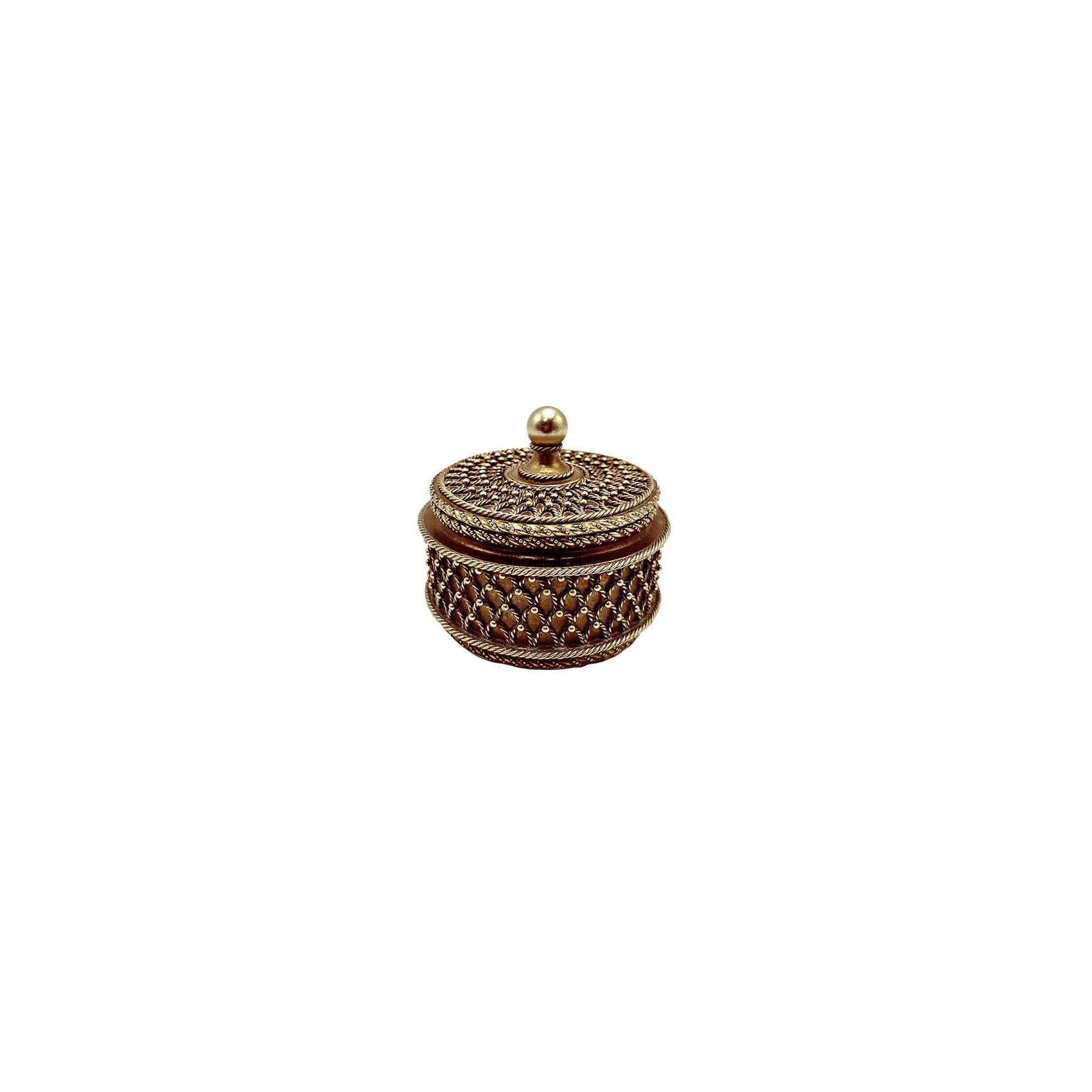 boîte ronde en métal vieilli à motifs ciselés - HOMEDÉCO by Béa