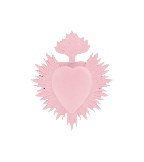 Décoration murale ex-voto coeur rose poudré romantique.