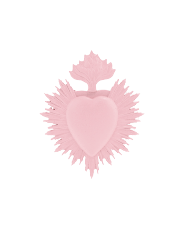 Décoration murale ex-voto coeur rose poudré romantique.