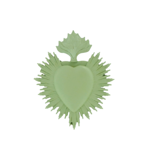 Coeur ex-voto à accrocher vert amande décoration intérieure.