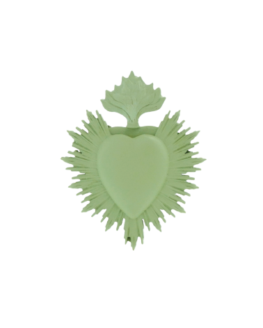 Coeur ex-voto à accrocher vert amande décoration intérieure.