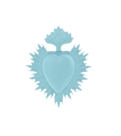 Petit ex-voto coeur sacré bleu ciel décoration murale.
