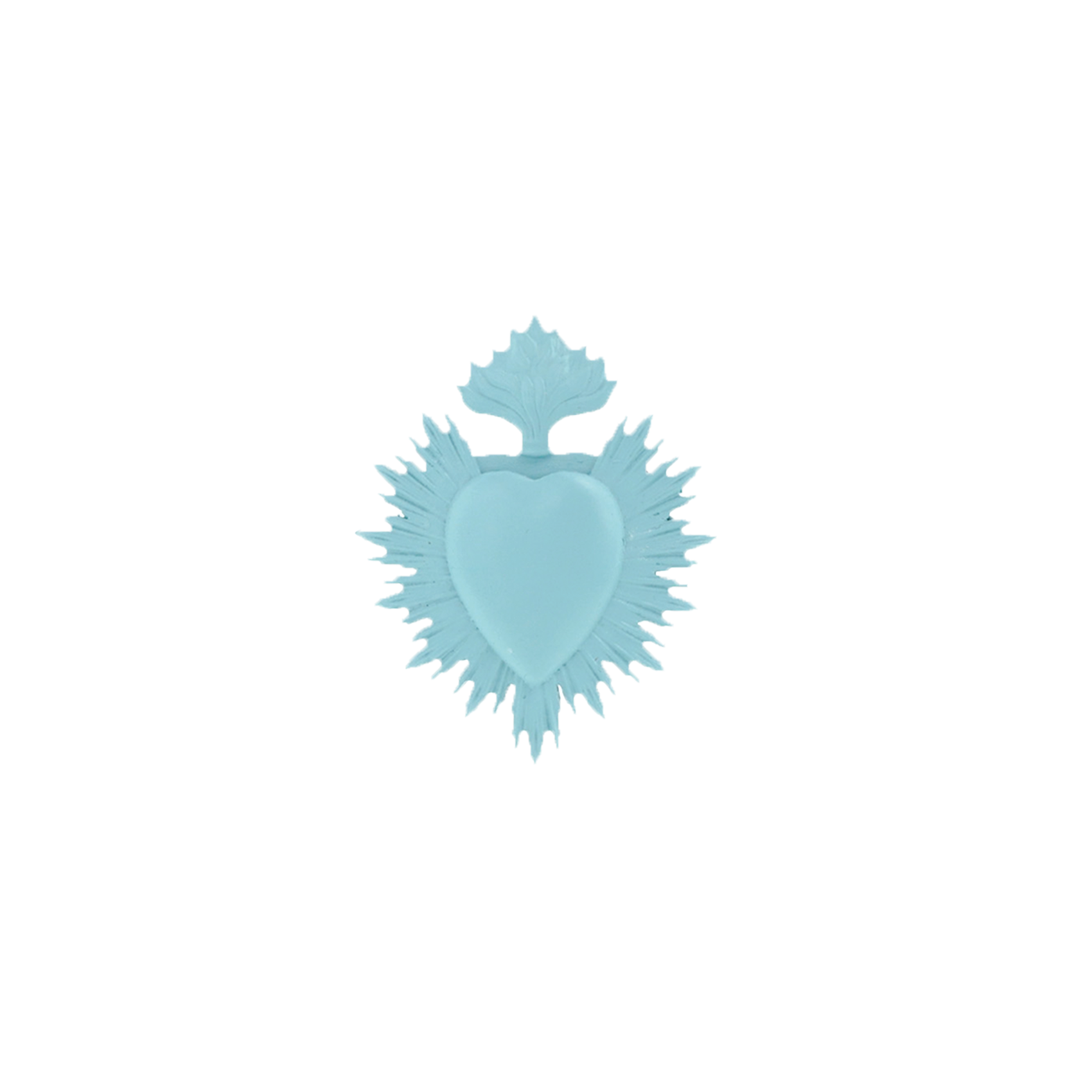 Petit ex-voto coeur sacré bleu ciel décoration murale.