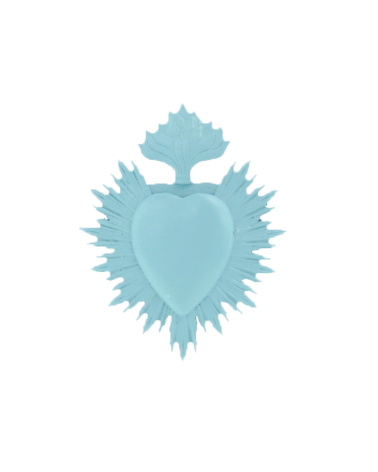 Petit ex-voto coeur sacré bleu ciel décoration murale.