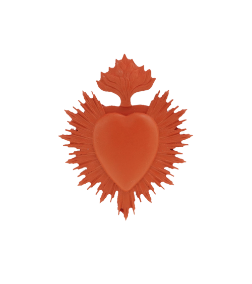 Ex-voto coeur sacré mural couleur terracotta style méditerranéen.