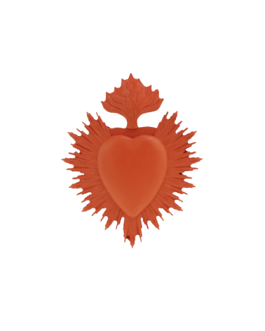 Ex-voto coeur sacré mural couleur terracotta style méditerranéen.