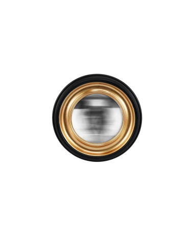 Miroir convexe rond noir halo doré