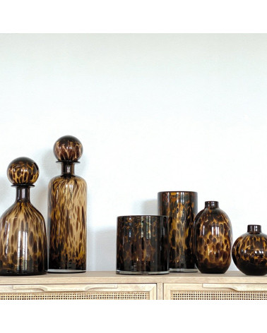 Vase rond leopard - D12,5 H13 cm