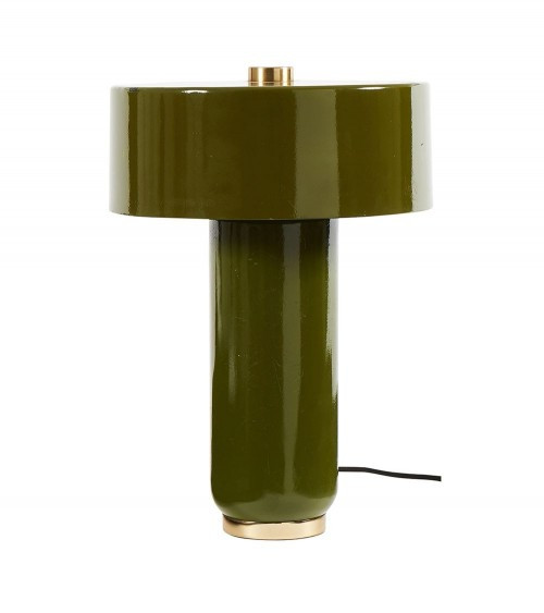Lampe contemporaine en métal laqué kaki-design moderne et audacieux