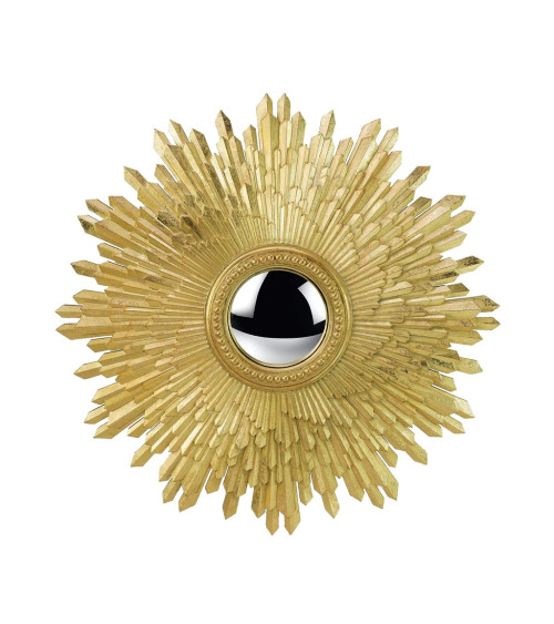 Miroir soleil doré diamètre 42,7 cm - apportez une touche vintage et lumineuse à vos murs.