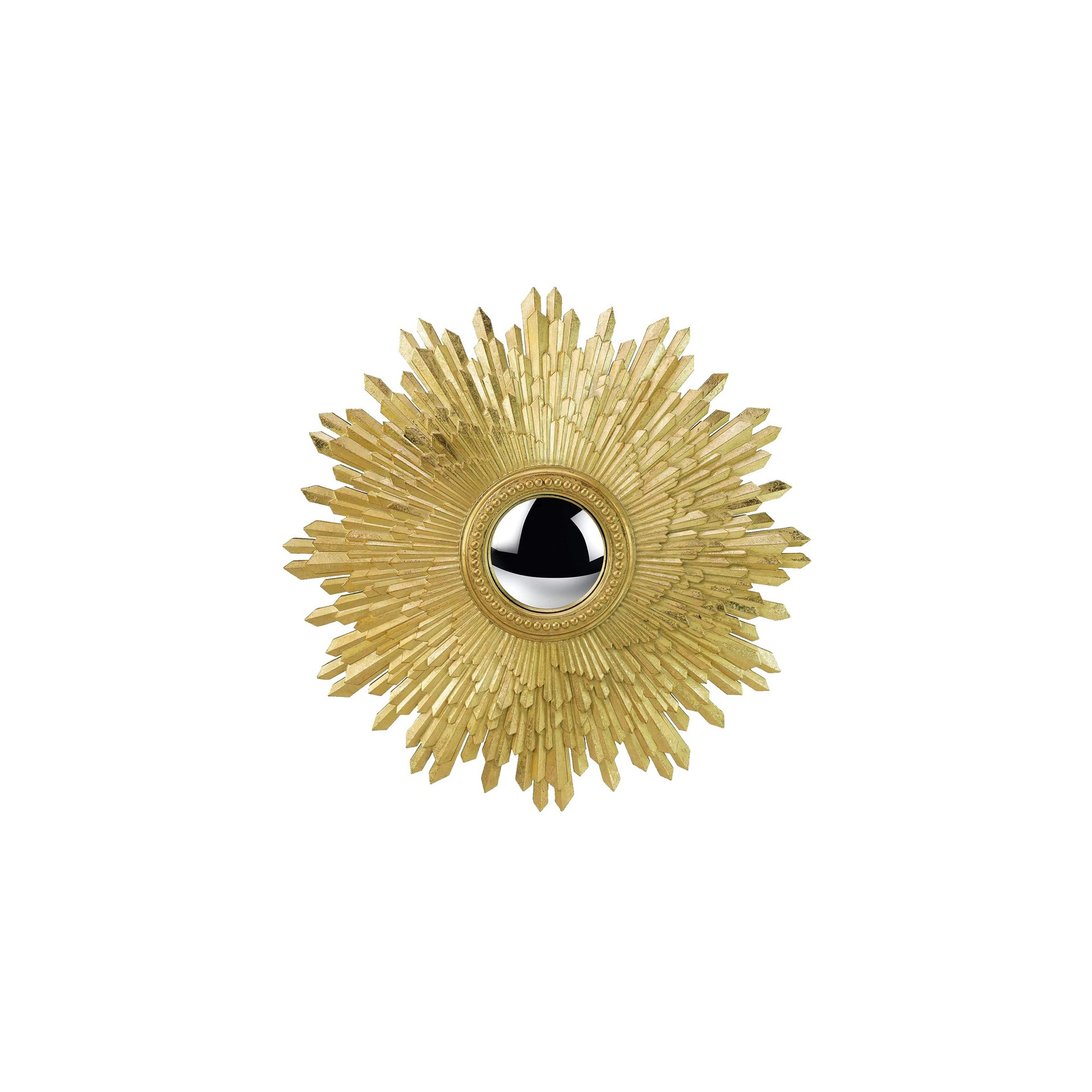 Miroir soleil doré diamètre 42,7 cm - apportez une touche vintage et lumineuse à vos murs.