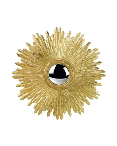 Miroir soleil doré diamètre 42,7 cm - apportez une touche vintage et lumineuse à vos murs.