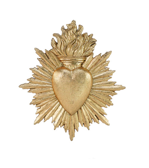 Ex-voto décoratif en résine dorée effet or pour une touche baroque et chic.