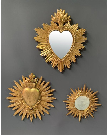 Miroir Ex-Voto coeur soleil