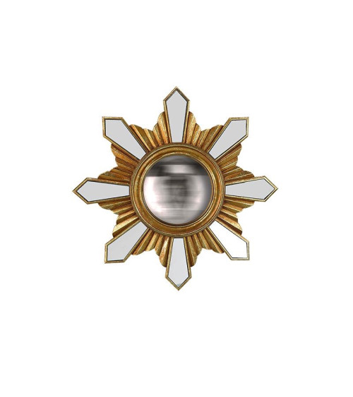 Miroir soleil convexe doré 35cm, décoration murale design pour intérieur chic, style moderne et tendance, boutique déco Lyon.