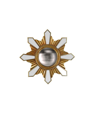 Miroir soleil convexe doré 35cm, décoration murale design pour intérieur chic, style moderne et tendance, boutique déco Lyon.