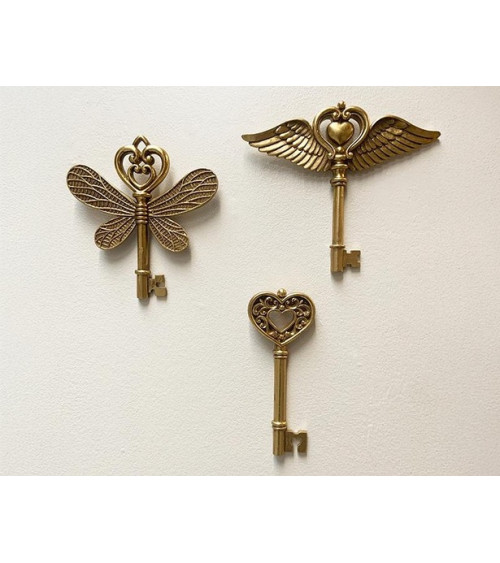 ensemble clés murales décoratives libellule style vintage