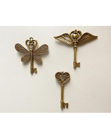 ensemble clés murales décoratives libellule style vintage