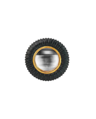 Miroir rond fleur convexe - Noir et doré