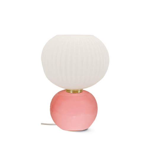 Petite lampe décorative rose D20 H28cm, ambiance douce, style moderne