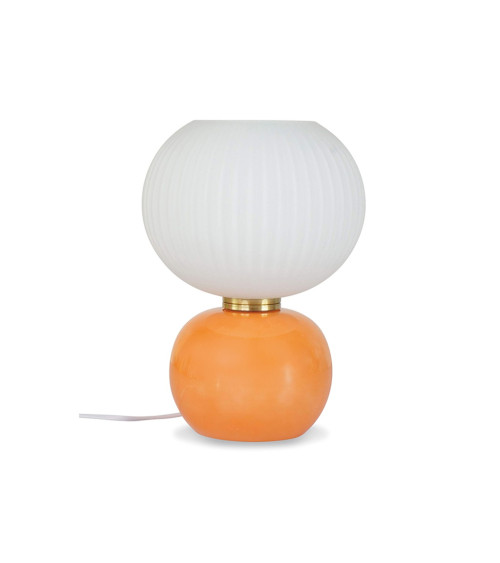 Lampe de bureau orange D20 H28cm, design verre