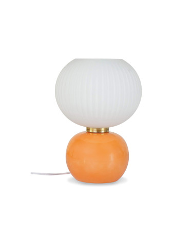 Lampe de bureau orange D20 H28cm, design verre