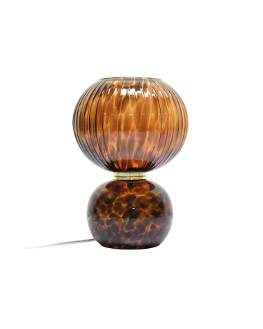 Lampe de bureau en verre à motif léopard