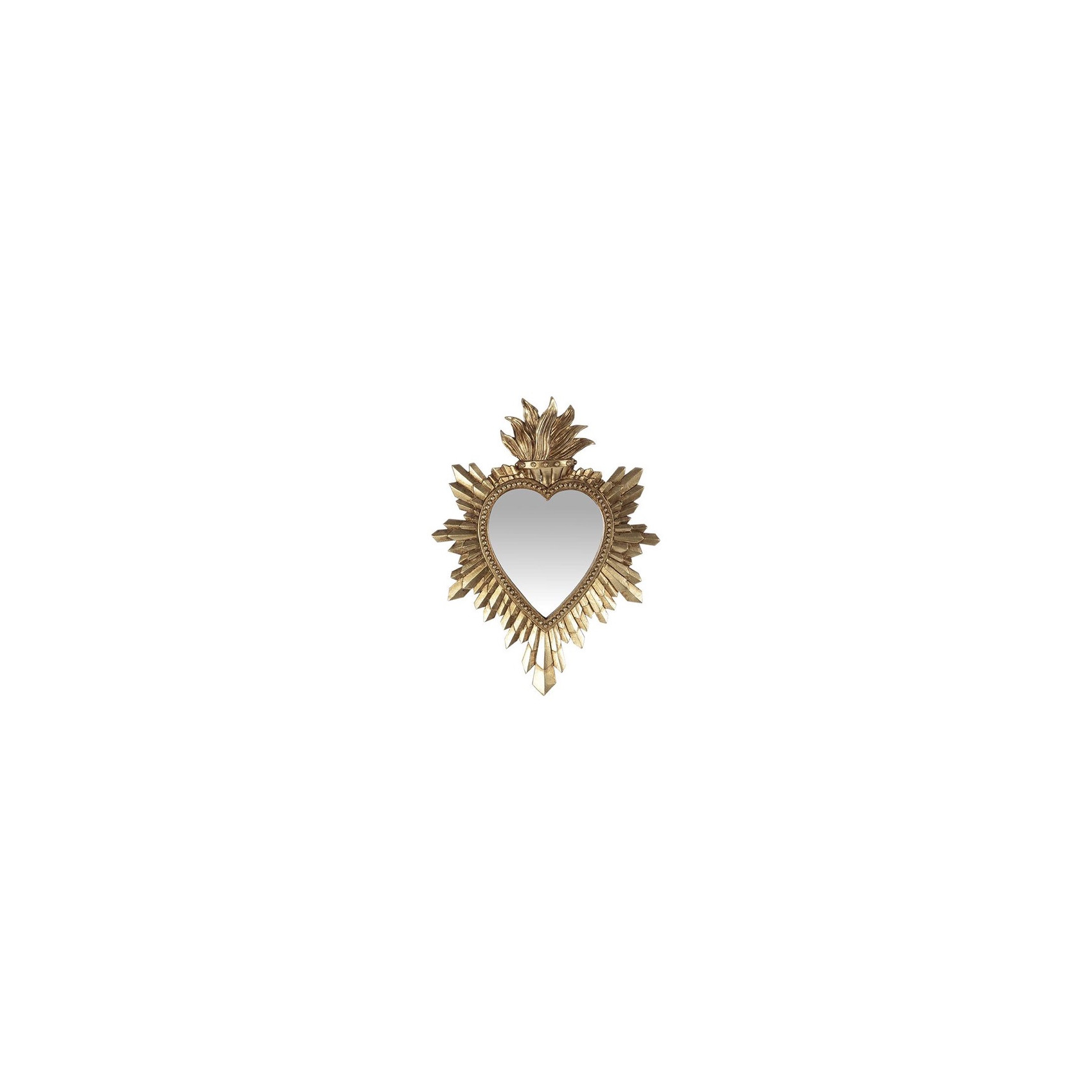 Miroir ex-voto doré en forme de coeur 16x21 cm déco murale