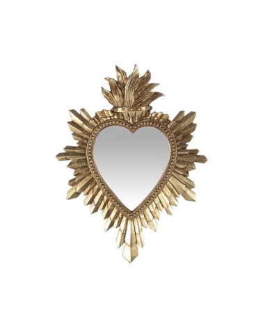 Miroir ex-voto doré en forme de coeur 16x21 cm déco murale
