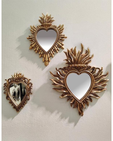 Ensemble de miroirs ex-voto dorés en forme de coeur décoration murale baroque HOMEDÉCO by Béa