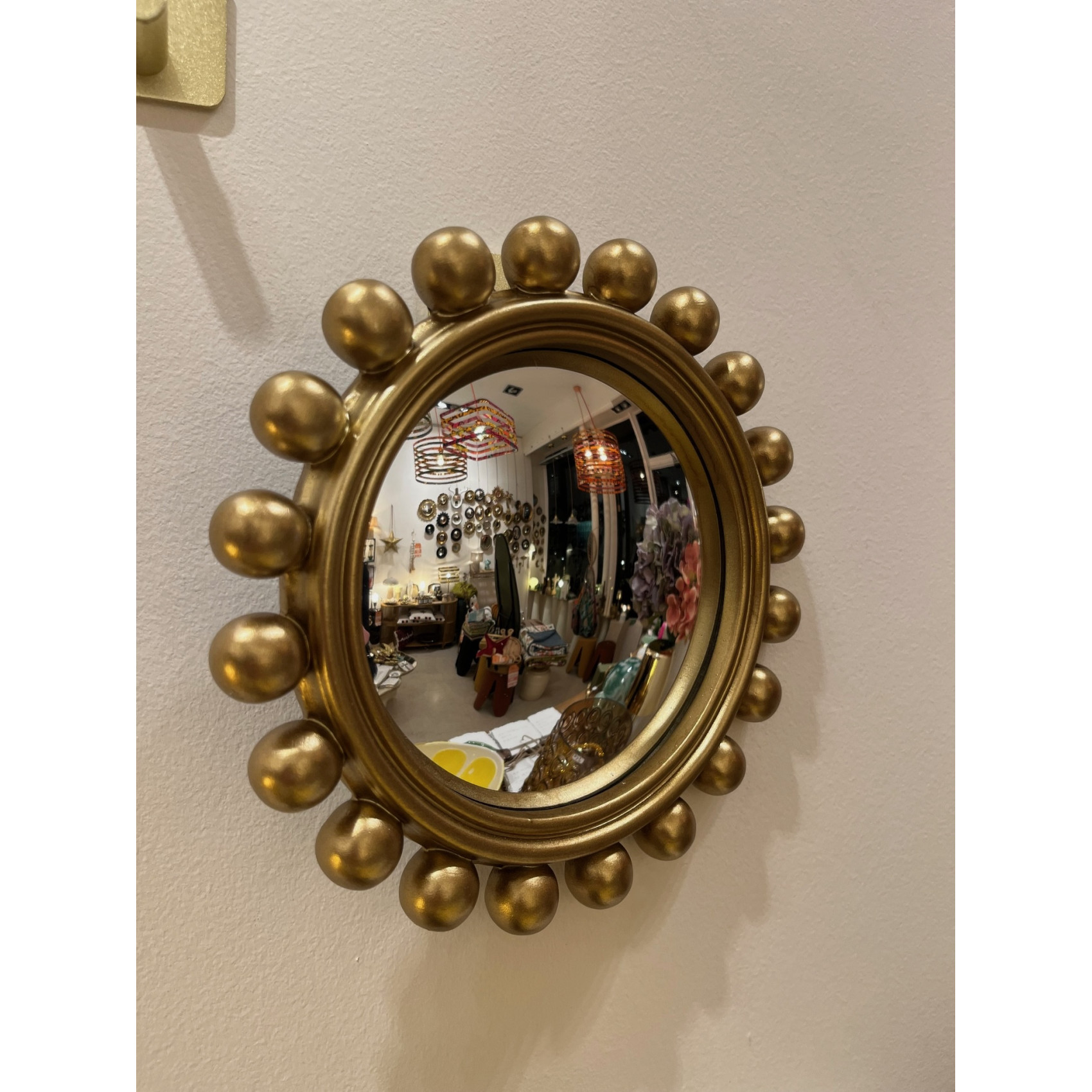miroir convexe boules doré décoration murale