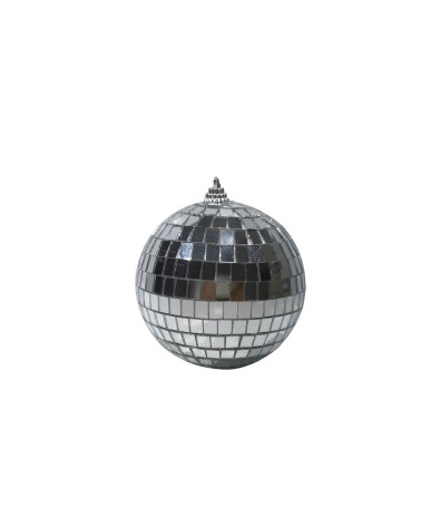 Petite boule à facettes disco 10 cm argentée pour décoration de fête et soirée