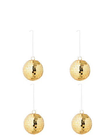 Boite de 4 boules disco or