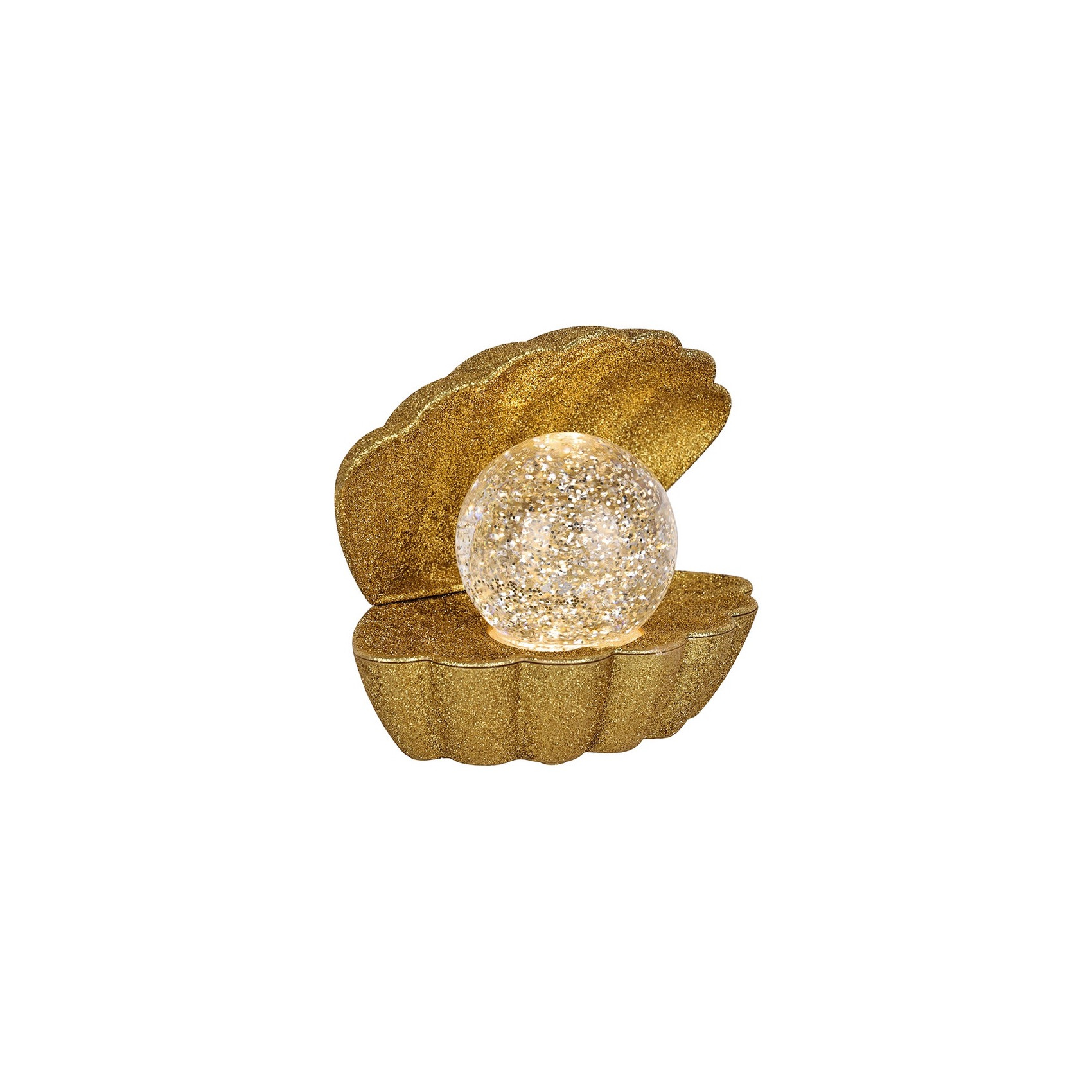 lampe décorative coquillage dorée à paillettes de profil